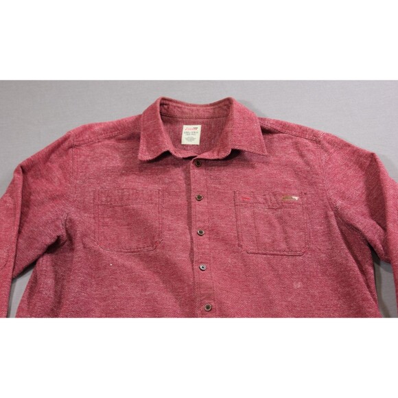 Dickies Men's Heavyweight Maroon Flannel Button Up Shirt Work Wear Cotton 2XL - Picture 2 of 10